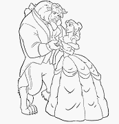 coloriage la belle et la bete en tenue de soiree